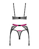 Комплект Obsessive Novenes 3-предметна еротична білизна з ліфом стрінгами та поясом для спокусливих, фото 5