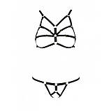 Комплект білизни зі стреп Passion Exclusive Armanda Set чорний для спокусливих образів з відкритими трусиками, фото 5