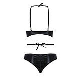 Комплект білизни Passion NAVEL SET чорний з мереживом та латексом для створення сексуального образу, фото 6