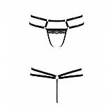 Трусики-стрінги зі стреп із мереживом Passion Exclusive для спокусливих образів чорні XXL/XXXL, фото 5