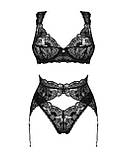 Комплект білизни Obsessive Donna Dream мереживний бюстгальтер стрінги пояс для панчох для спокусливого образу, фото 3