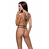 Відкритий боді зі стреп чорний для жінок Passion Exclusive Meggy для спокусливого образу, фото 2