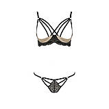 Комплект білизни Passion VALERY SET відкритий ліф та стрінги для романтичних вечорів чорний, фото 5