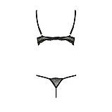 Комплект білизни Passion VALERY SET відкритий ліф та стрінги для романтичних вечорів чорний, фото 6