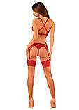 Комплект білизни Obsessive Lacelove мережива для романтичних вечорів бюстгальтер стрінги пояс для панчох, фото 7