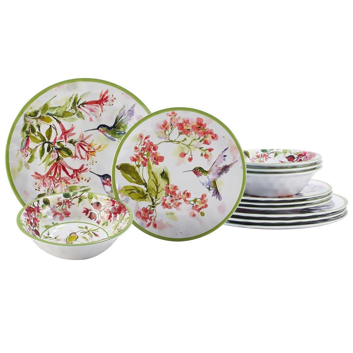 Столовий сервіз із меламіну на 4 персони з малюнком «Колібрі» Certified International, фото 1