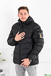 Чоловіча зимова чорна куртка з капюшоном, фото 2