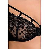 Комплект еротичної білизни Passion HAYA SET ліф стрінги пояс для панчохи чорний для створення образу, фото 5