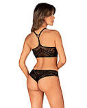 Комплект Obsessive K103 топ та трусики для інтимних зустрічей та повсякденного носіння еластична білизна з квітковим, фото 2