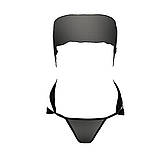 Комплект білизни Passion AMORE SET чорний еротичний для спокуси з бантом та стрінгами, фото 3