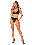 Комплект білизни Obsessive Natilya чорний для інтимних побачень та повсякденного носіння зручний та сексуальний, фото 6