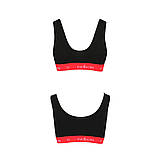 Спортивний топ на широких бретелях еластичний для фітнесу та активного відпочинку чорний, фото 5