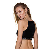 Спортивний топ із прозорою вставкою для фітнесу та активного відпочинку еластична бавовна чорна, фото 2