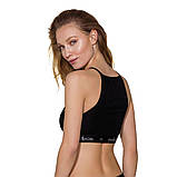 Спортивний топ із прозорою вставкою для активного відпочинку елегантний комфортний чорний, фото 2