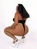 Еротичний костюм монашки для рольових ігор чорно-білий боді та головний убір для фотосесій, фото 5