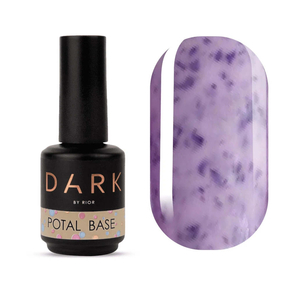 База для нігтів Dark Pro Base Potal №12 бузковий з поталлю, 15 мл, фото 1