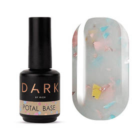 База для нігтів Dark Pro Base Potal №02 молочний з різнокольоровою поталлю, 15 мл