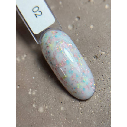 База для нігтів Dark Pro Base Potal №02 молочний з різнокольоровою поталлю, 15 мл, фото 1