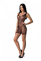 Мини-платье Passion BS097 с вертикальным узором для создания обольстительного образа черное эластичное платье