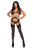 Мереживний комплект Leg Avenue Bright Lights Rhinestone для спокусливих вечорів з бра трусиками поясом для, фото 3
