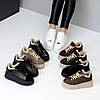 Шкіряні зимові прошиті чорні кросівки натуральна шкіра флотар на платформі, фото 10