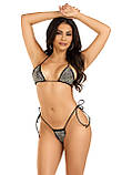 Комплект Leg Avenue бікіні топ та стрінги чорний для пляжу та відпочинку стильний купальний костюм, фото 5