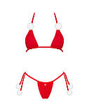 Комплект білизни Obsessive Bobble Girl з помпонами для романтичних вечірок та свят червоний бікіні, фото 3