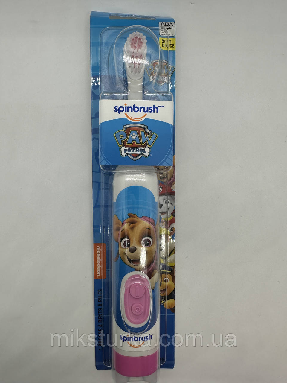 Детская электрическая зубная щетка SpinBrush Kids Arm & Hammer, iHerb США, щенячий патруль (Скай)