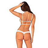 Еротичний комплект Obsessive Heavenlly 2-предметний для інтимних зустрічей відкриті груди мереживний бюстгальтер, фото 2