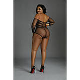 Сітчасте боді Moonlight Plus для вечірнього виходу з відкритими плечима та блискітками, фото 4