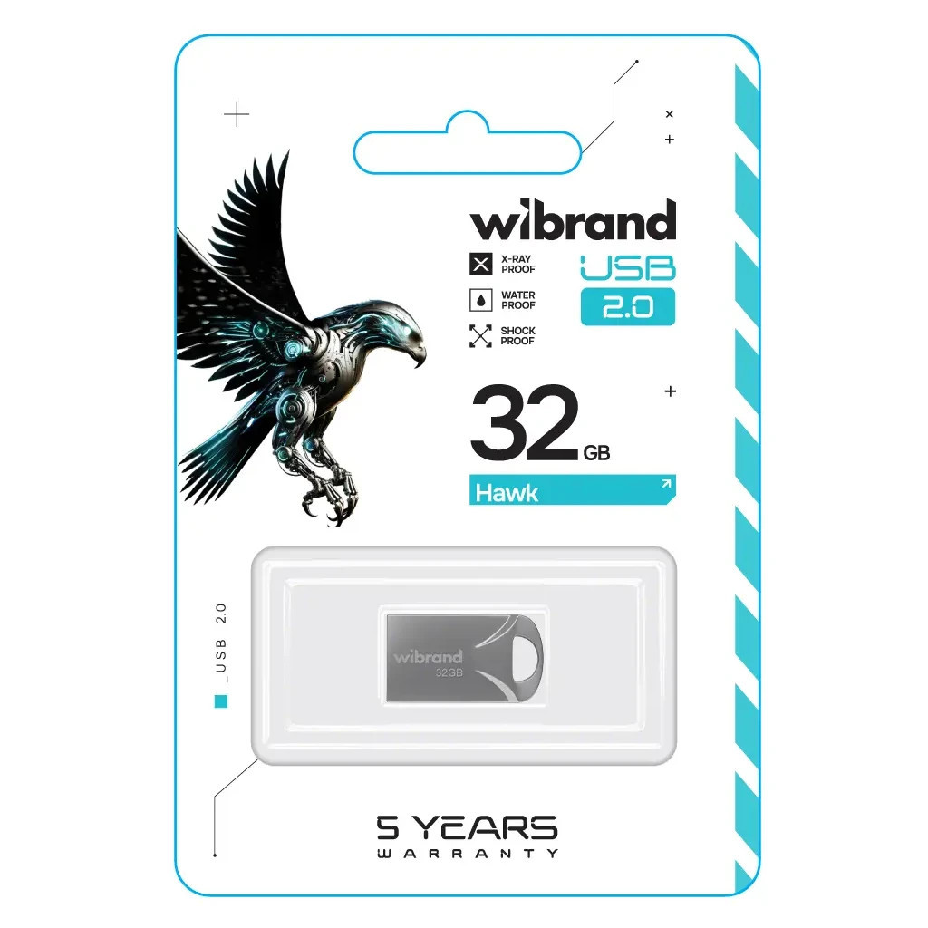 USB-накопичувач 32GB Wibrand Hawk Silver USB 2.0, фото 1