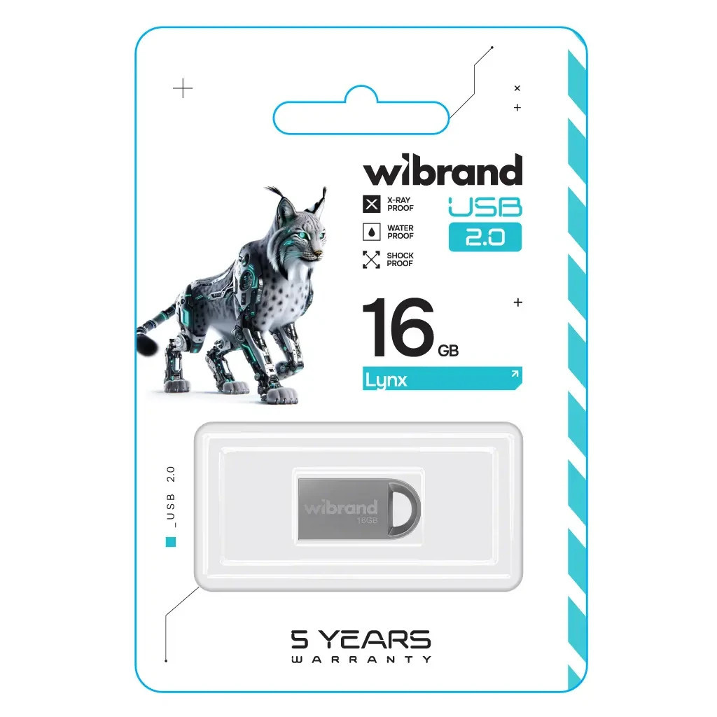 USB-накопичувач 16GB Wibrand lynx Silver USB 2.0, фото 1