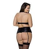 Комплект з екошкіри Passion Nancy Set 4XL/5XL Топ пояс для панчіх з відкритим доступом для романтичного вечора, фото 2