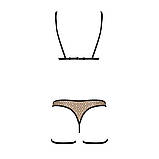 Еротичний комплект нижньої білизни Passion GABI SET бежевий з трусиками та підв'язками для спокусливого, фото 4