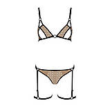 Еротичний комплект нижньої білизни GABI SET бежевий з гартерами для спокуси та впевненості у собі, фото 3