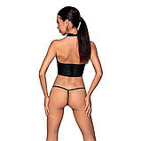 Комплект білизни Passion GENEVIA з відкритими грудьми корсет стрінги для спокусливого образу в чорному кольорі, фото 2