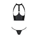 Комплект білизни Passion GENEVIA з відкритими грудьми корсет стрінги для спокусливого образу в чорному кольорі, фото 3
