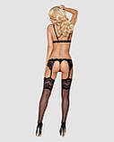 Мереживний комплект білизни Obsessive 810-SEG-1 бюстгальтер стрінги пояс для панчіх для романтичних зустрічей, фото 4