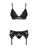 Мереживний комплект білизни Obsessive 810-SEG-1 бюстгальтер стрінги пояс для панчіх для романтичних зустрічей, фото 5