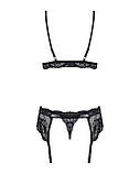 Мереживний комплект білизни Obsessive 810-SEG-1 бюстгальтер стрінги пояс для панчохи, фото 6