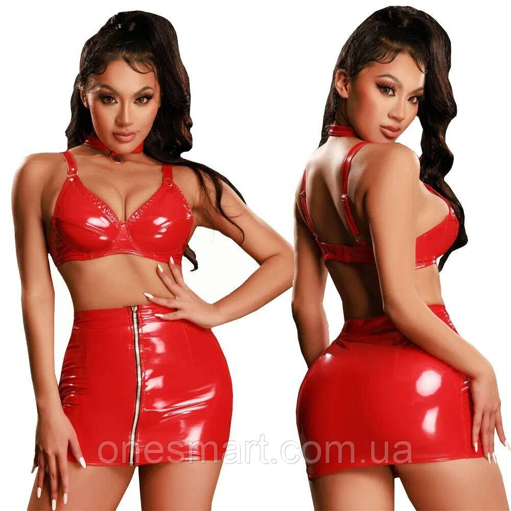 Комплект JSY М'яка Діана Топ спідниця чокер з мокрим ефектом для вечірок БДСМ-сесій, фото 1