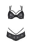 Комплект Passion DROSERA BIKINI чорний для жінок бюстгальтер та трусики-кюлоти з мережива для сексуального, фото 3