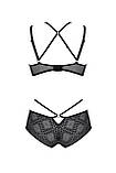 Комплект Passion DROSERA BIKINI чорний бюстгальтер та трусики-кюлоти для спокусливого образу з мережива, фото 4