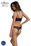 Комплект Passion DROSERA SET чорний сітка та мереживо для жінок бюстьє та трусики танга для романтики, фото 2