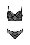 Комплект Passion DROSERA SET чорний сітка та мереживо для жінок бюстьє та трусики танга для романтики, фото 3