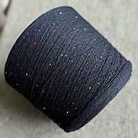 Кашемір з мікро-пайєткою, синій з райдужними дзеркальними пайєтками 2 мм, 50 грамів