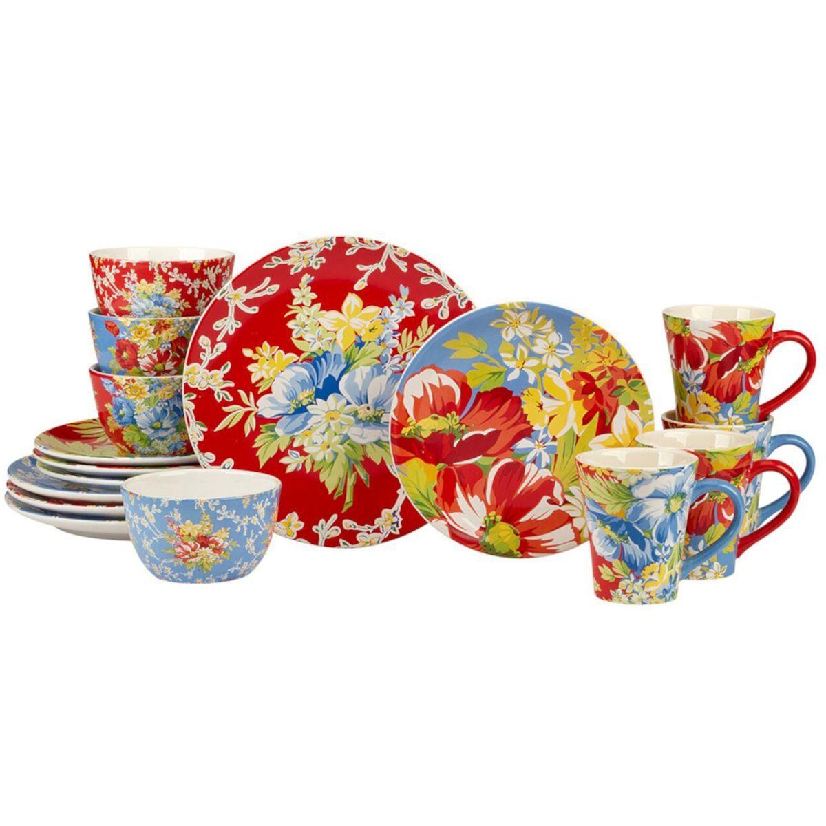 Сервіз столовий з кераміки різнокольоровий з малюнком на 4 персони «Феєрія Квітів» Certified International, фото 1