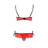 Комплект білизни Passion Exclusive Cherry Set відкритий ліф та трусики-спідничка для сміливих модниць, фото 6