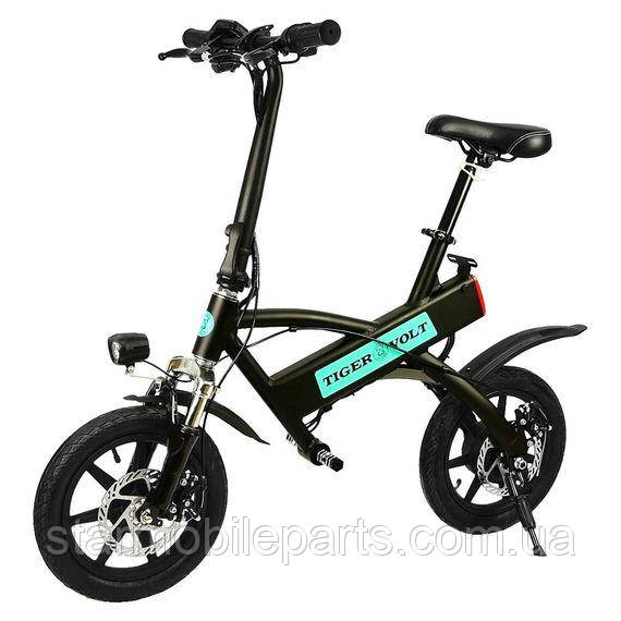 Електроскутер ZM TigerVolt 14, чорний, колеса 14", моторколесо 250W, акумулятор 36V 6Ah (216Wh), фото 1