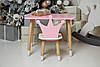 Комплект для дівчинки столик і стільчик у вигляді корони з дерев'янними ніжками, рожевий, фото 8